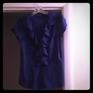 Navy blue short-sleeved dress shirt. Never worn.